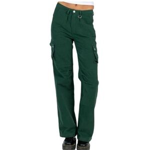 Princess Polly‎ Women’s Green Paige Mid Rise Cargo Denim Jeans  Sz 8
